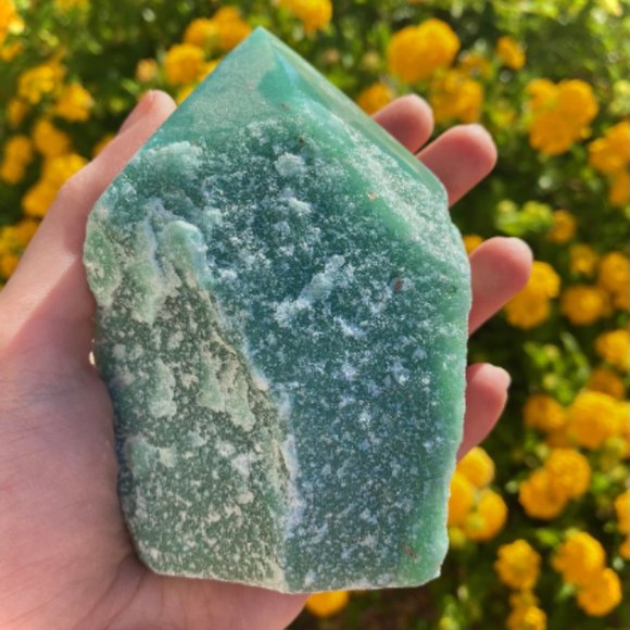 Green Aventurine Polished Point, Boho Decor, Office Art, Healing Stone, Heart - Picture 2 of 7